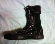 Gothic type zip-up buckled high top shoes